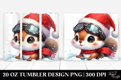 Expressive Baby Watercolor Squirrel with Santa Hat, High-Res Product Image 1