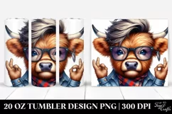 Funny Highland Cow with es, PNG Product Image 1