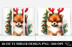Pomeranian with Reindeer Horns PNG Product Image 1