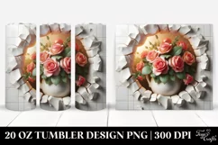 Roses Bouquet through Cracked Wall 20 Oz Tumbler Product Image 1