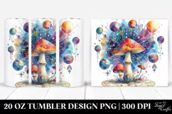Vibrant Celestial Mushroom Clipart 20 Oz Tumbler Product Image 1