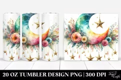 Colorful Half Moon with Stars and Flowers | 20 oz Tumbler Product Image 1