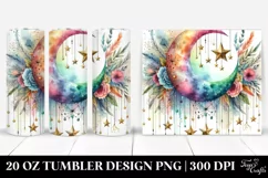 Colorful Half Moon with Stars and Flowers | 20 oz Tumbler Product Image 1