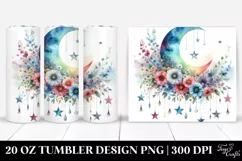 Colorful Half Moon with Stars and Flowers | 20 oz Tumbler Product Image 1