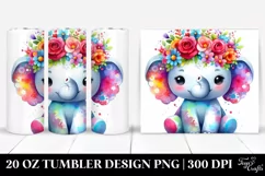Cute Elephant Flower Crown Tumbler Design Product Image 1