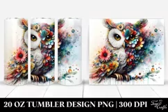 Vibrant Owl Flowers Splash. 20 Oz Tumbler Design Product Image 1