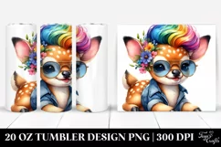 Happy Baby Deer with Cool Haircut, Transparent 20 Oz Tumbler Product Image 1