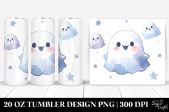 Cute Ghost Washed Watercolor Tumbler Design Product Image 1