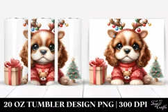 Cute Baby Cocker Spaniel with Christmas Antlers, PNG Product Image 1