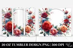 Colorful Floral Frame, Red Roses | 20 oz Tumbler Product Image 1