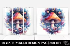 Vibrant Magical Celestial Mushroom Clipart, Transparent 20 Product Image 1