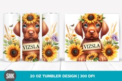 Watercolor Baby Vizsla Sunflower Flowers | 20 oz Tumbler Product Image 1