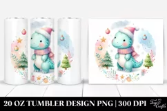 Cute Pastel Dinosaur Christmas Clipart, High-Res 20 Oz Product Image 1