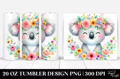 Cute Koala with Flower Crown Watercolor 20 Oz Tumbler Product Image 1