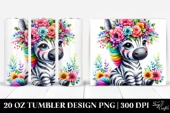 Cartoon-Style Vibrant Zebra Flower Crown | 20 oz Tumbler Product Image 1