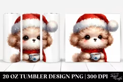 Expressive Baby Bichpoo with Santa Hat, PNG Product Image 1