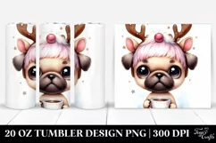 Expressive Baby Pug with Christmas Accessories, PNG Product Image 1