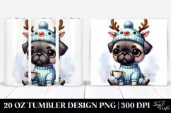 Expressive Baby Pug with Christmas Accessories, PNG Product Image 1