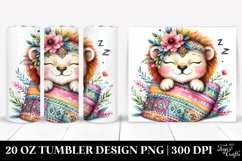 20 Oz Tumbler Sublimation | Boho Baby Lion Watercolor Product Image 1