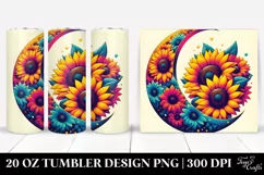 Vibrant Half Moon Sunflowers Retro Tumbler | 20 oz Tumbler Product Image 1