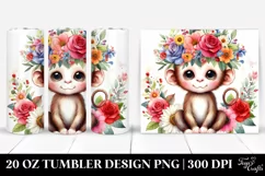 Cartoon-Style Watercolor Monkey | 20 oz Tumbler Product Image 1
