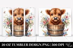 Cute Baby Highland Cow, Wood Bucket | 20 oz Tumbler Product Image 1