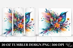 Abstract Vibrant Bird Plant Leaves Tumbler Design Product Image 1