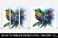 Abstract Vibrant Bird Plant Leaves Tumbler Design Product Image 1