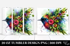 Abstract Vibrant Bird Plant Leaves Tumbler Design Product Image 1