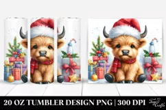 Whimsical Cow with Santa Hat, Transparent 20 Oz Tumbler Product Image 1