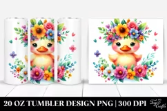 Cartoon-Style Vibrant Duck Flower Crown | 20 oz Tumbler Product Image 1