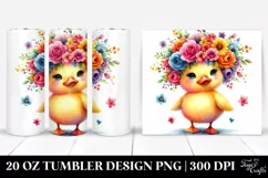 Cartoon-Style Vibrant Duck Flower Crown | 20 oz Tumbler Product Image 1
