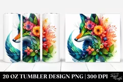 Abstract Vibrant Fox Flowers Tumbler Design Product Image 1