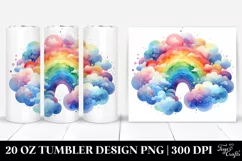 Watercolor Rainbow Clouds | 20 Oz Tumbler Product Image 1