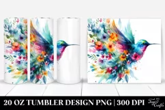 Abstract Vibrant Hummingbird Flowers Tumbler Design Product Image 1