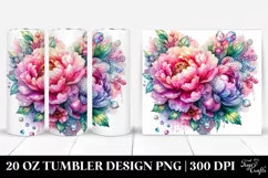 Diamond Peonies Heart Watercolor Tumbler Product Image 1