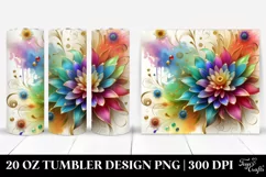 20 Oz Tumbler Sublimation | Colorful Chrysanthemum Design Product Image 1