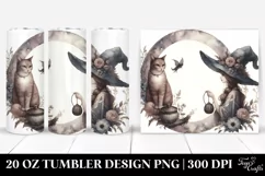 Washed Watercolor Vintage Witch with Cat | 20 oz Tumbler Product Image 1