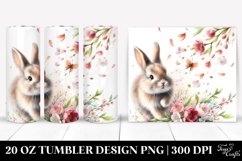 20 Oz Tumbler Sublimation | Tumbling Rabbit Spring Petals Product Image 1