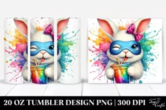Bunny Colorful Drink Artistic Style | 20 oz Tumbler Product Image 1
