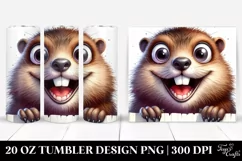 Crazy Groundhog on White Paper | 20 Oz Tumbler Product Image 1