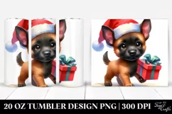 Baby Malinois with Santa Hat, Vibrant PNG Product Image 1