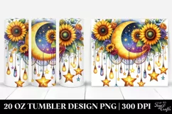 Vibrant Drawing Half Moon Handing Stars Watercolor Tumbler | Product Image 1