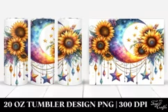 Vibrant Drawing Half Moon Handing Stars Watercolor Tumbler | Product Image 1