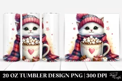 Cute Little Cat with Hot Cocoa PNG Product Image 1