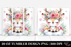 Cute Deer with Flower Crown, Transparent 20 Oz Tumbler Product Image 1