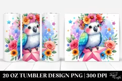 Cute Parrot with Flower Crown, Transparent 20 Oz Tumbler Product Image 1