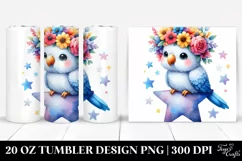 Cute Parrot with Flower Crown, Transparent 20 Oz Tumbler Product Image 1