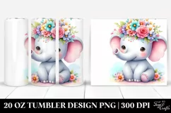 sitting Elephant Flower Crown | 20 oz Tumbler Product Image 1