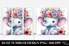sitting Elephant Flower Crown | 20 oz Tumbler Product Image 1